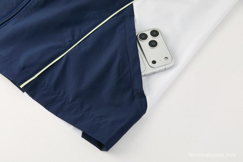 26/27 Real Madrid Navy Blue Full Zipper Hooded Windbreaker Tracksuit + Long Pants