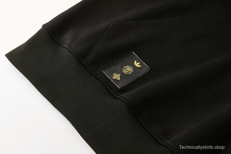26/27 Manchester United Black Pullover Hooded Tracksuit + Long Pants