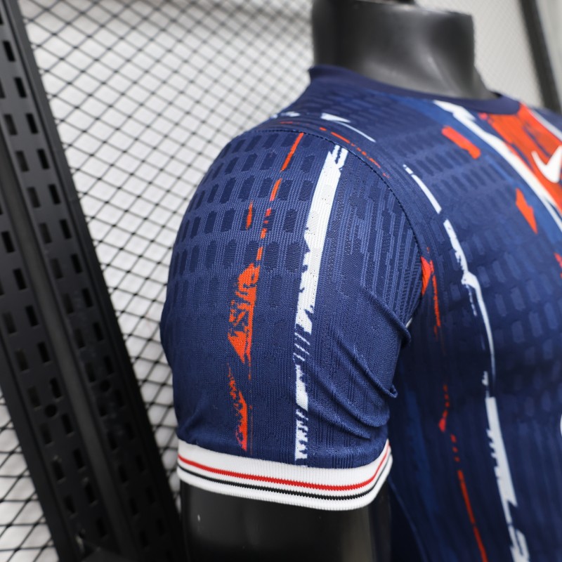 Player Version 25/26 Paris Saint-Germain Navy Blue with Orange Brushstroke Home Jersey