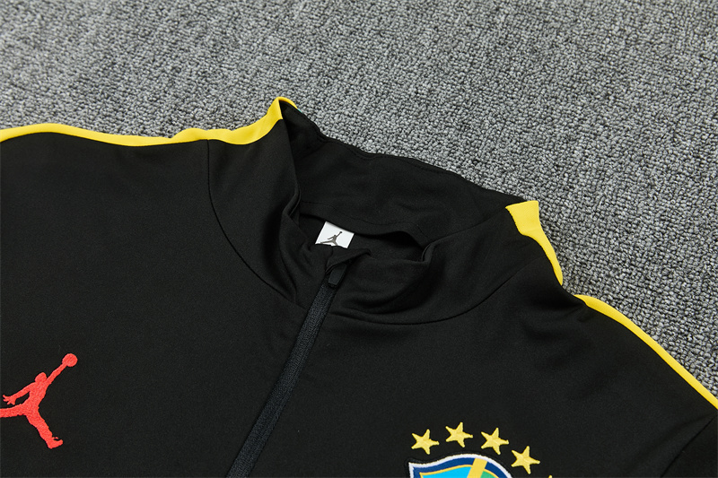 2026 Brazil Black & Yellow Half Zipper Jacket Tracksuit + Long Pants