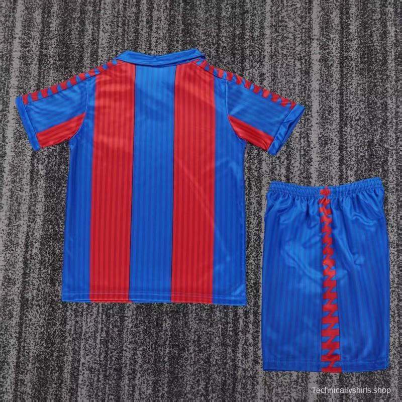 Retro 1989/92 Kids FC Barcelona Blue & Red Stripe Home Jersey
