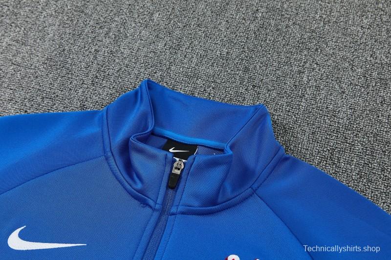 26/27 Chelsea  Blue&White Full Zipper Jacket Tracksuit + Long Pants