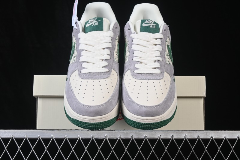 Nike Air Force 1 '07 Low Casual Sneakers with Green-Grey All-Over Print - DW8806-002