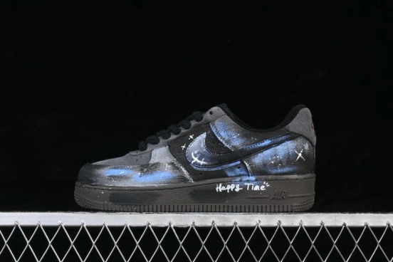 Nike Air Force 1 '07 Low Night Spark Hand-Painted Sneakers with Starry Gradient Design - DO6730-101