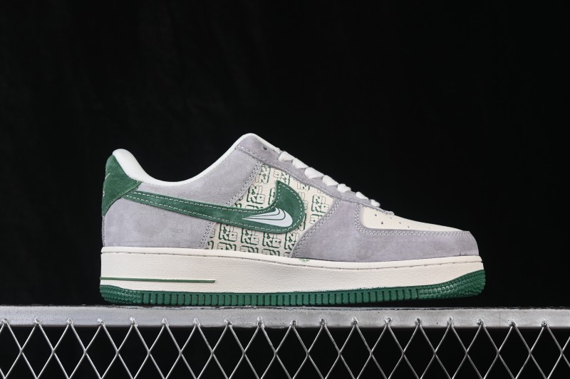 Nike Air Force 1 '07 Low Casual Sneakers with Green-Grey All-Over Print - DW8806-002