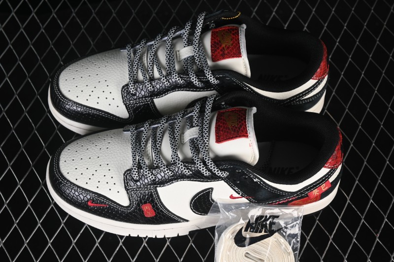 Nike SB Dunk Low Year of the Horse Limited Edition Black-White-Red Contrast Low-Top Casual Skateboarding Shoes - YX5066-C92