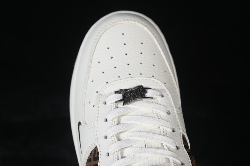 Nike Air Force 1 '07 Low Fendi-Inspired Retro White and Brown Casual Sneakers - XY9025-017