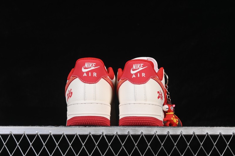 Nike Air Force 1 '07 Low Basketball Shoes with Red and Gold Overlay Design - MZ9588-838
