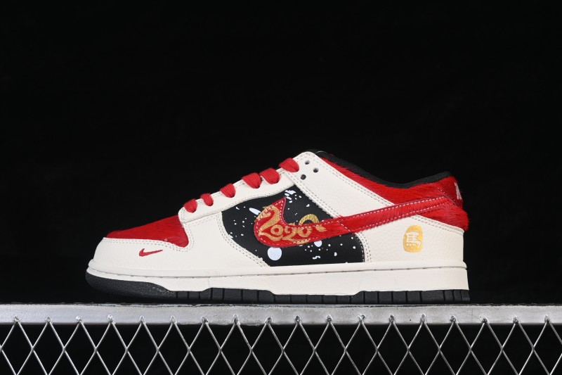 Nike SB Dunk Low Year of the Horse Premium White Gold Horsehair Skateboarding Shoes - DS6608-019