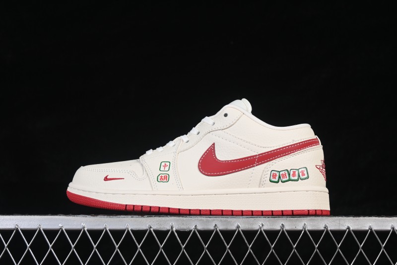 Nike Air Jordan 1 Low Year of the Horse Limited Edition Custom Basketball Shoes with Gold Foil Details - QJ1988-011