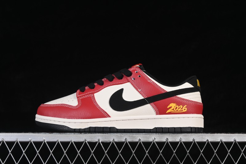 Nike SB Dunk Low Year of the Horse Limited Edition Low-Top Skateboarding Shoes with Black/Red Contrast - QW5288-102