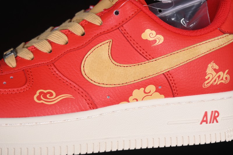 Nike Air Force 1 '07 Low Lunar New Year Limited Edition Casual Sneakers with Suede Gold Swoosh - XD0028-012