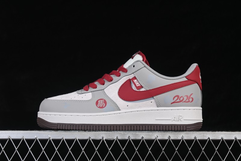 Nike Air Force 1 '07 Low Basketball Shoes with Red-Grey Contrast Design - HT5088-621