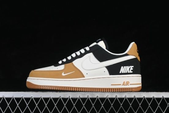 Nike Air Force 1 '07 Low White Wheat Black Panel Casual Sneakers - IH0687-700