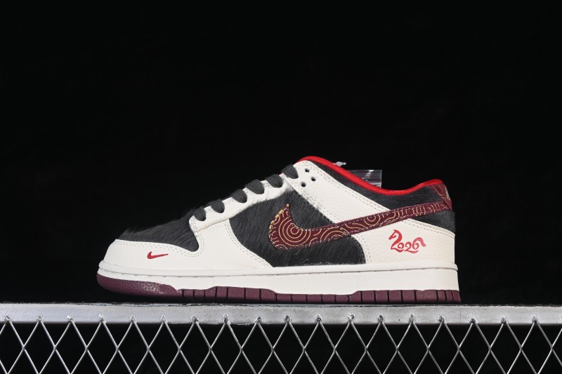 Nike SB Dunk Low Year of the Horse Limited Edition White Black Horsehair Premium Low-Top Skateboarding Shoes - DS6608-021