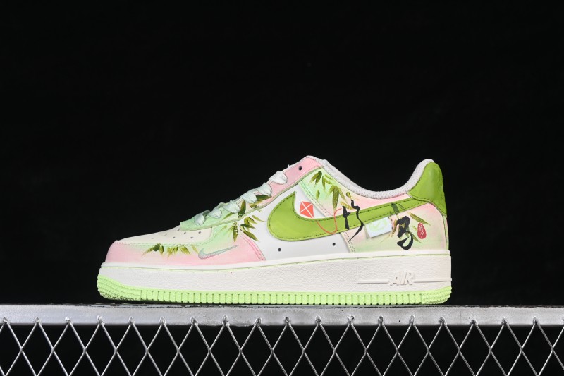 Nike Air Force 1 '07 Low 'Childhood Sweethearts' Limited Edition Casual Sneakers with Bamboo Motif and Hand-Painted Details - FB1839-515