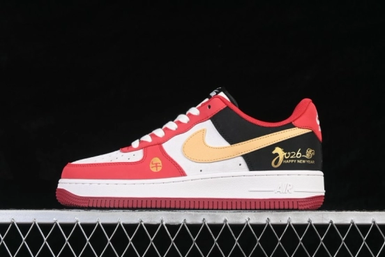 Nike Air Force 1 '07 Low Chinese New Year Edition Red Black Gold Colorway Casual Skateboarding Shoes - JP2026-139