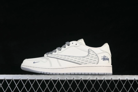 Nike Travis Scott x Fragment Design x Air Jordan 1 Low OG SP Skateboarding Shoes with Reverse Swoosh - HH7518-085