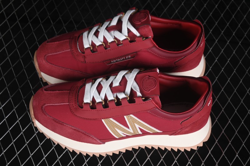 Moncler Pacey2 Lace-Up Round-Toe Low-Top Lifestyle Sneakers in Red - Pacey2