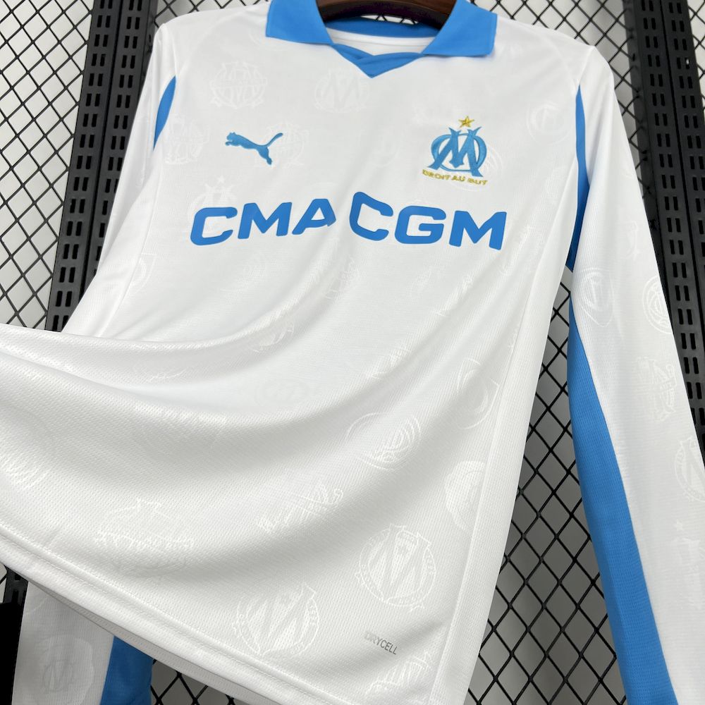 2025/26 Mens Olympique Marseille Home Long Sleeve Jersey
