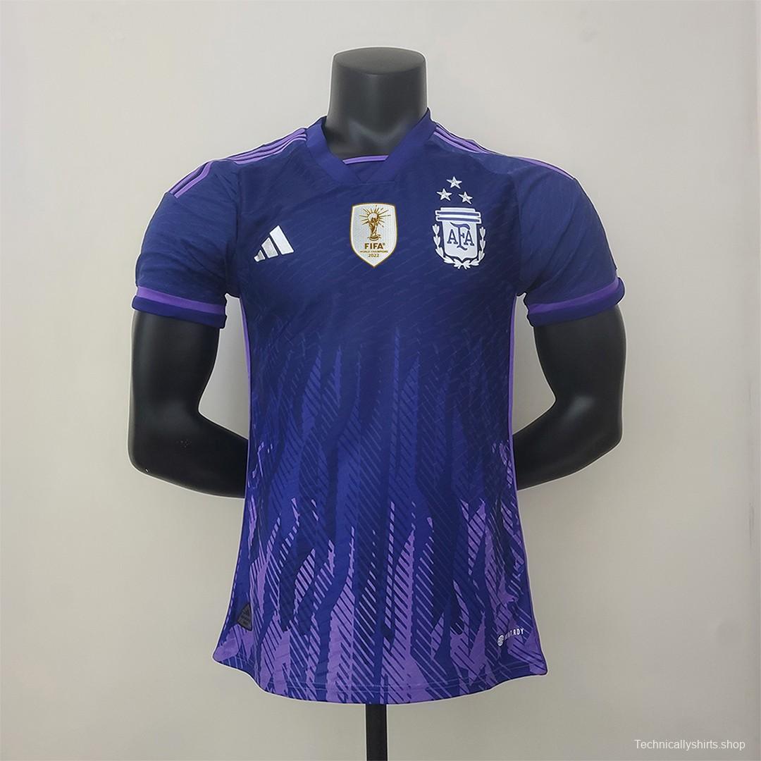 Player Version 3 Stars  Argentina Away Jersey