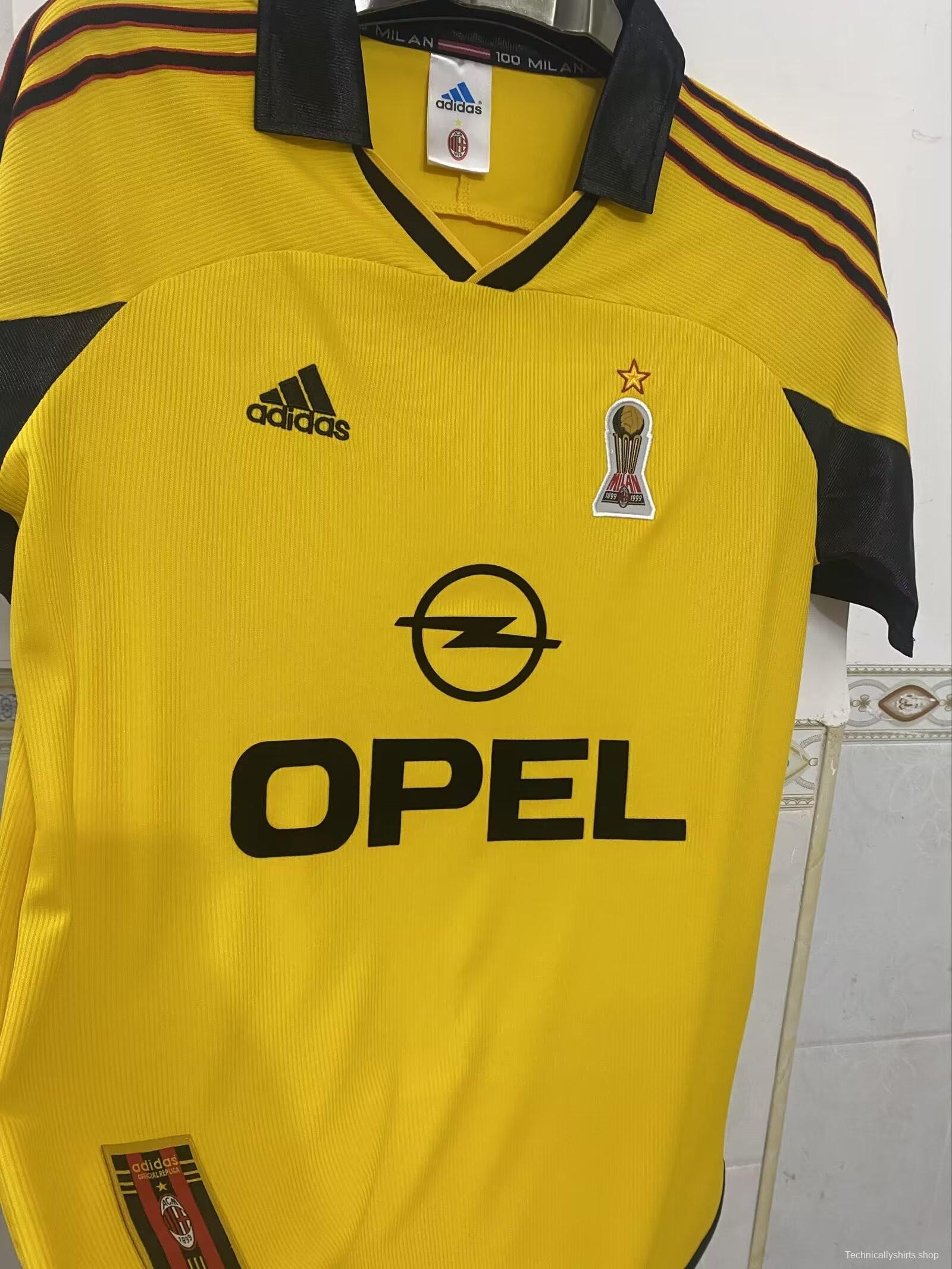 Retro 99/00 AC Milan Away Yellow Jersey