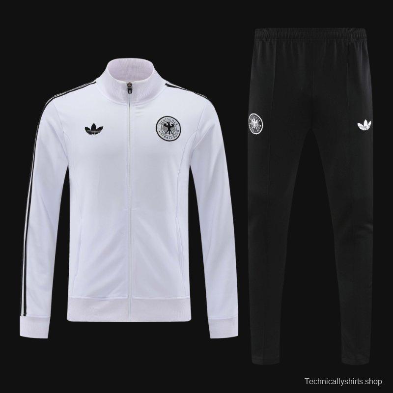 2024 Germany White Full Zipper Jacket +Long Pants