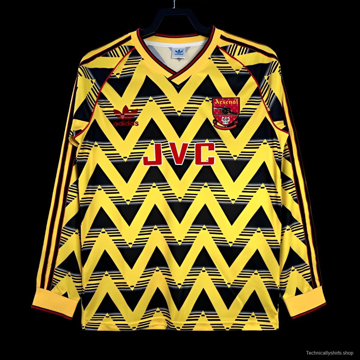 Retro 91/93 Arsenal Away Yellow Long Sleeve Jersey