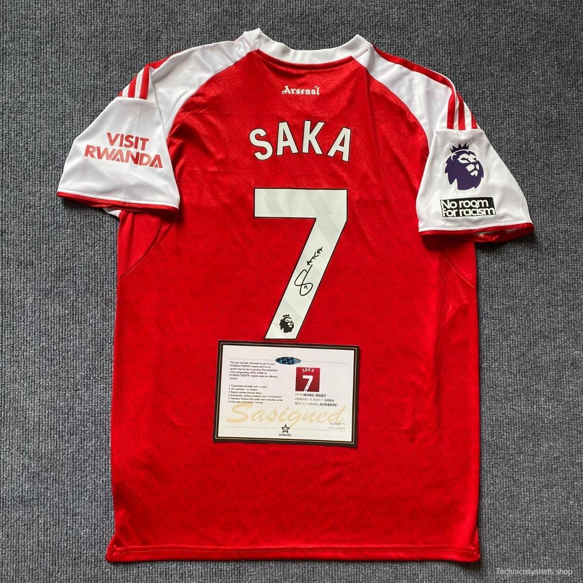 saka 25/26 arsenal home signed + coa