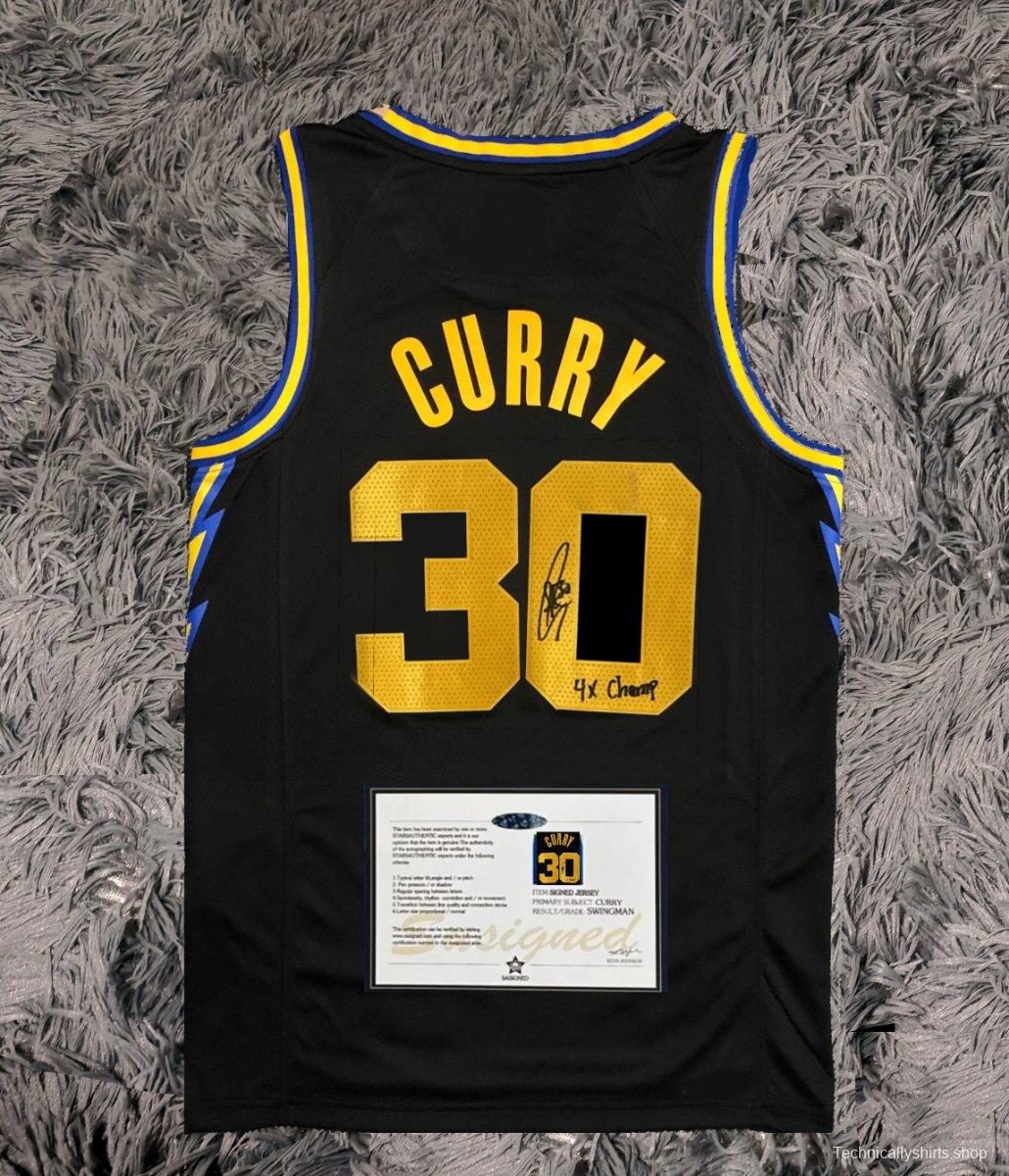 Stephen Curry SIGNED Signature '4X CHAMP' Golden State Warriors