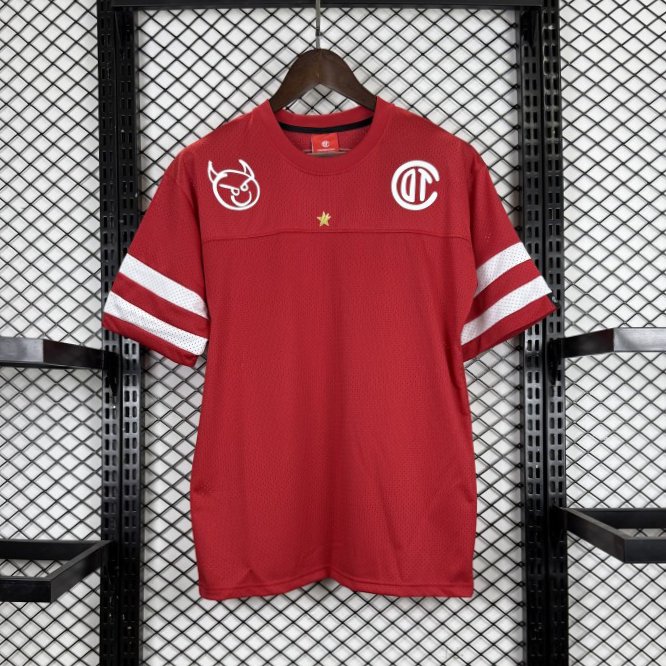 2025 Deportivo Toluca FC "Los Diablos Rojos" Special Edition Red Mesh American Football Style Jersey