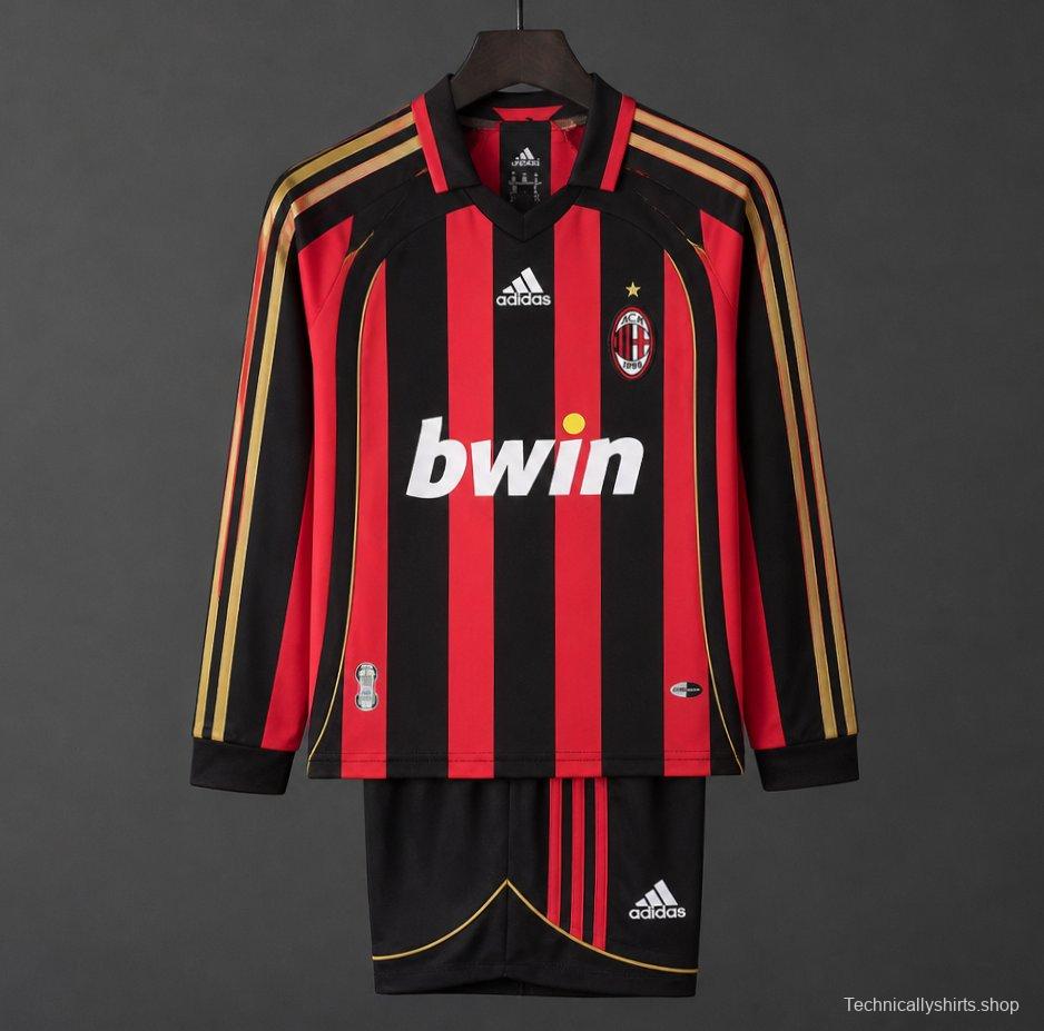 Retro Kids 06/07 AC Milan Home Long Sleeve Jersey