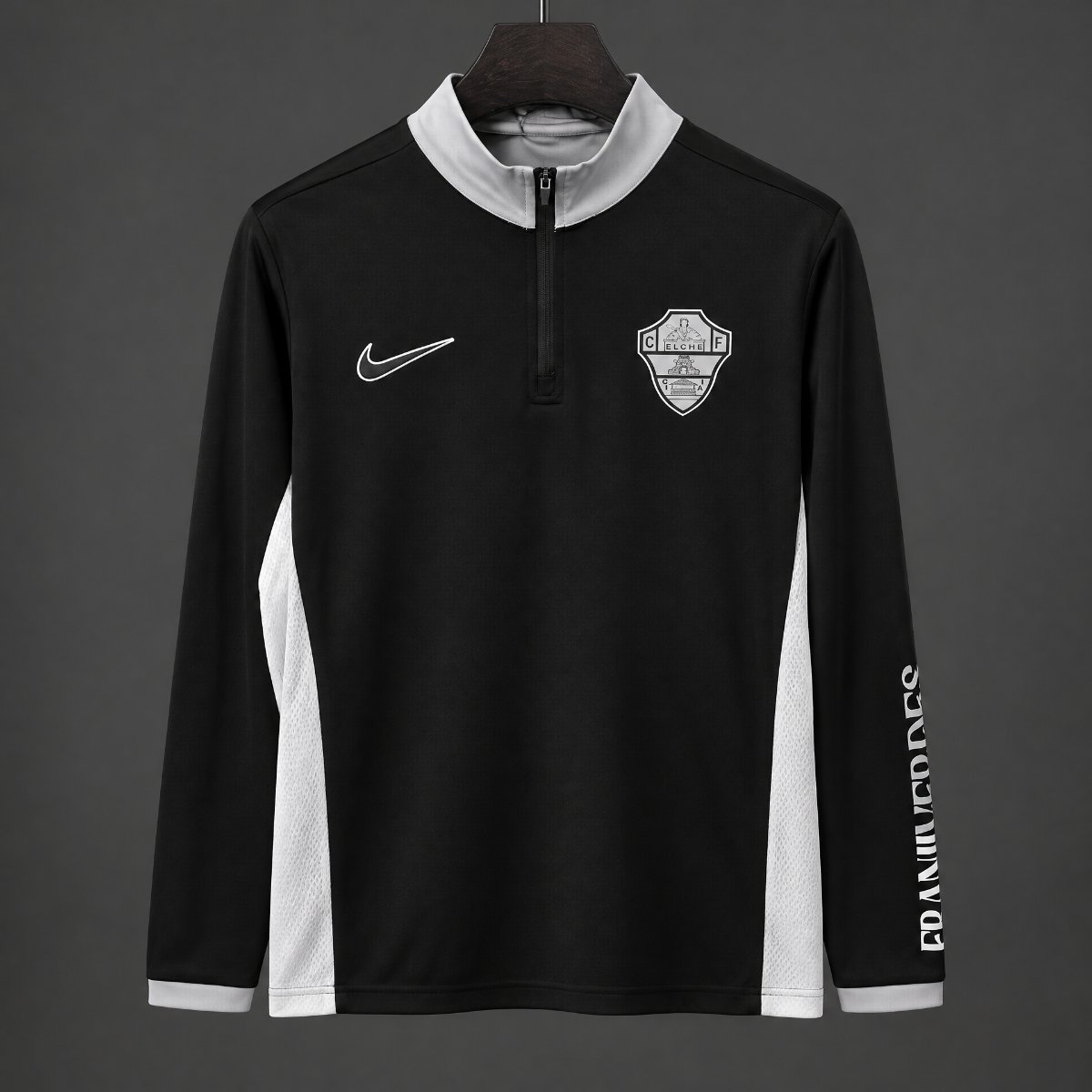 26/27 Elche Black  Long Sleeve Half-Zip Jersey